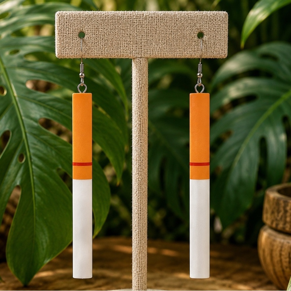 NWT Realistic Cigarette Earrings - Hypoallergenic - Handmade